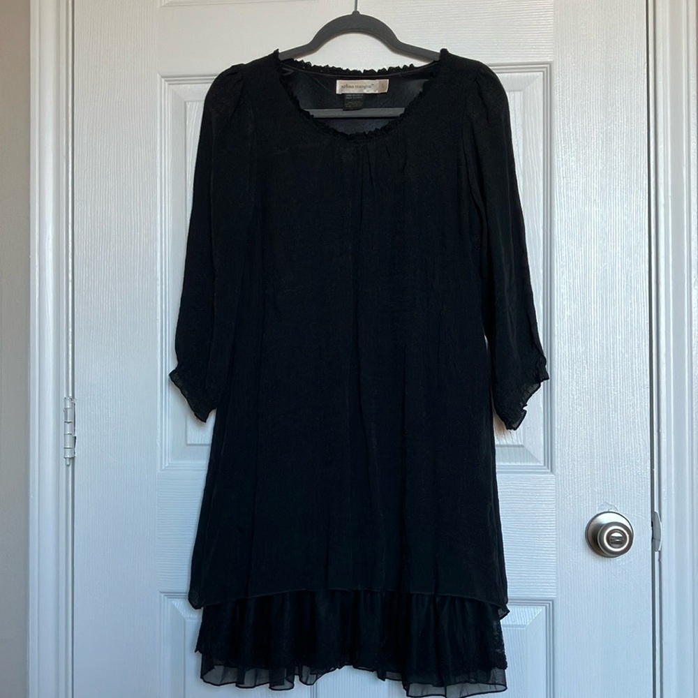 Urban Mangoz Black Dress with Lace Hem
